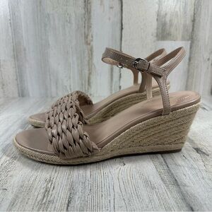 New Bandolino Womens Jingle 3 Faux Leather Ankle Strap Wedge Sandals #740